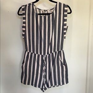Blue and white stripe romper